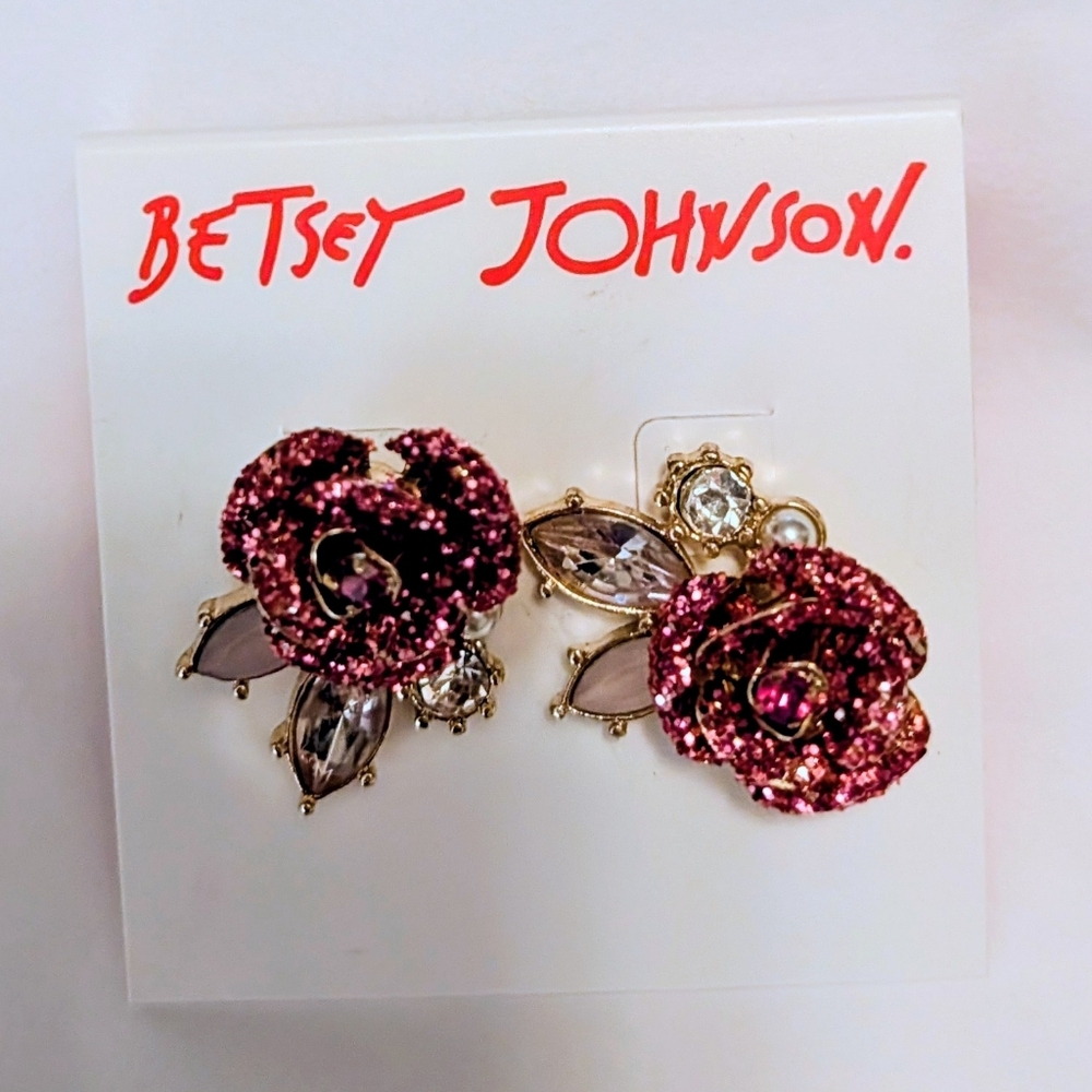 Betsey Johnson Pink Floral Earrings